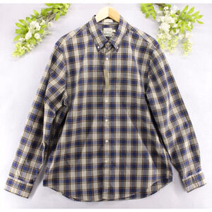 J. Crew Men's Shirt Cotton 100's 2-Ply Yarns Button Down Blue Plaid Sz L